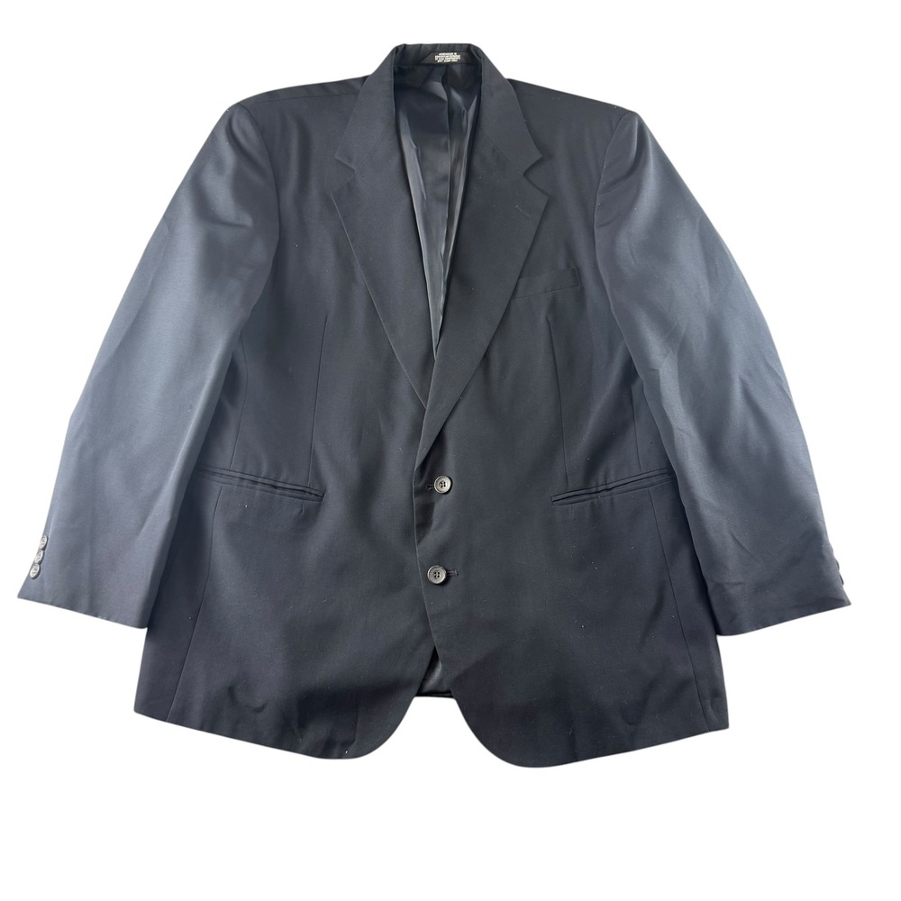 Haggar Imperial Mens 44‎ Blazer Black Gentleman Fit Wool Blend Sport Coat Jacket